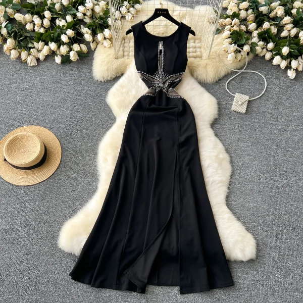 ZT1540 Evening Gown Party Dresswomen Sexy Luxury Embroidered Beaded Hollow Mesh Splicing Slim-fit Fishtail Elegant Maxi Dress