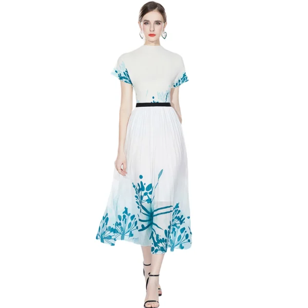 LE1337 Direct Plus Size Boutique Womens Print Skirts and Dresses Pleated 2 Piece Dresses Tops and Skirts Sets - Image 2